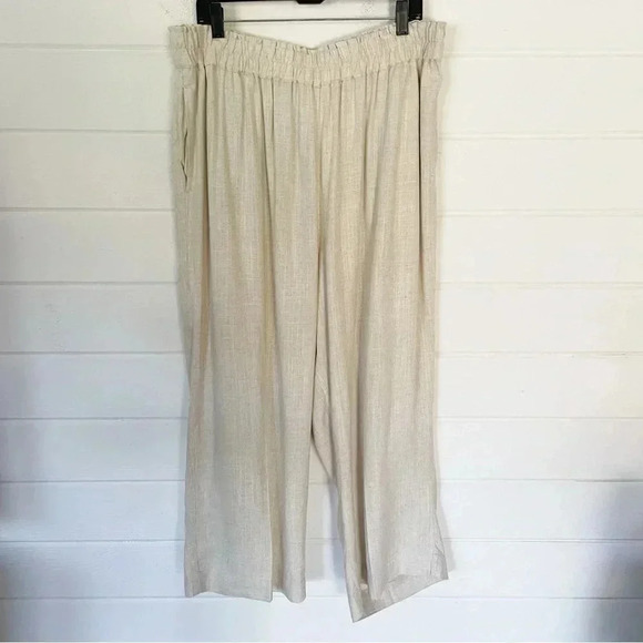 EUC Black Tape_ High Waist Wide Leg Beige Linen Blend Pants Size 2X - Picture 4 of 13